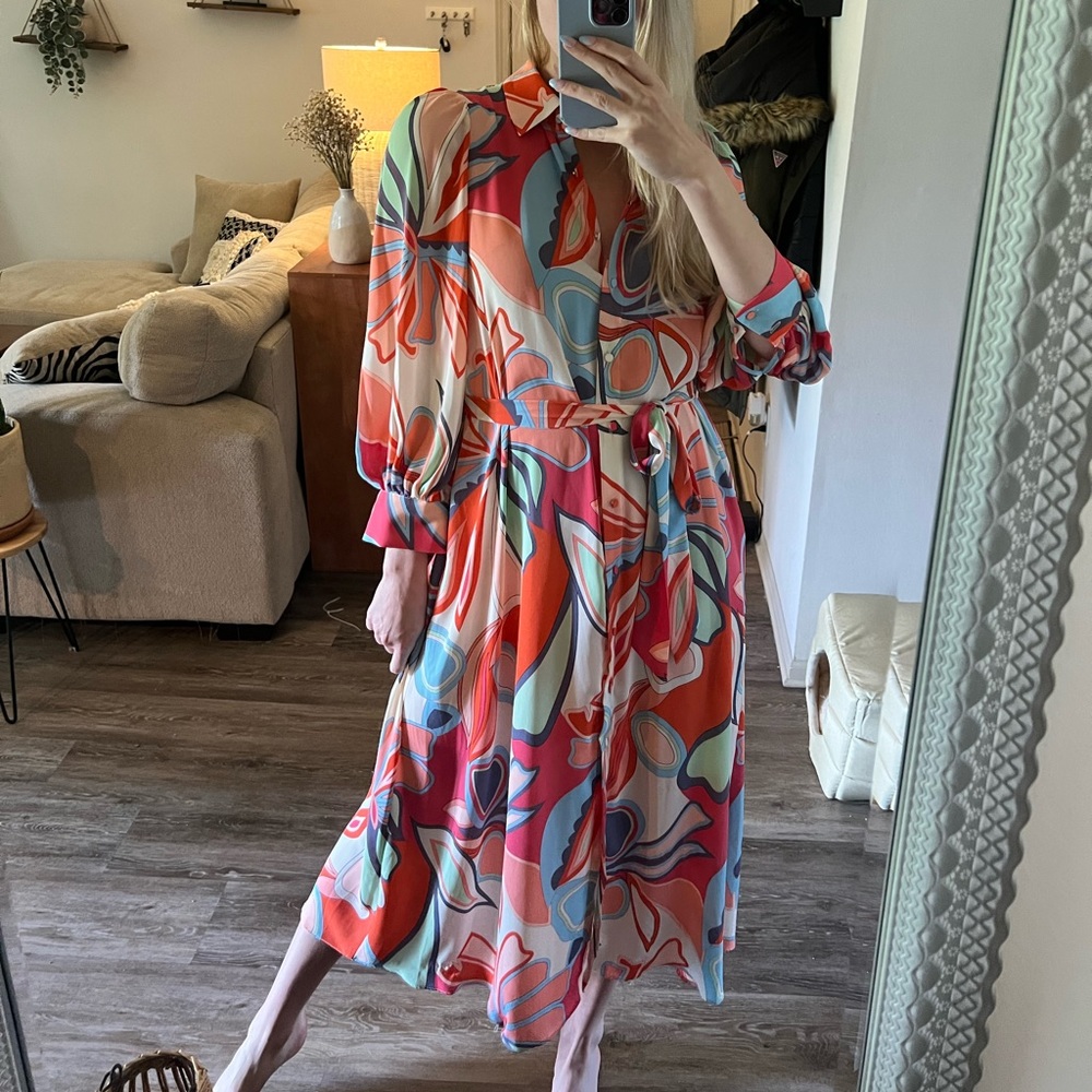 Multi Colored Button Up Long Dress - image 2